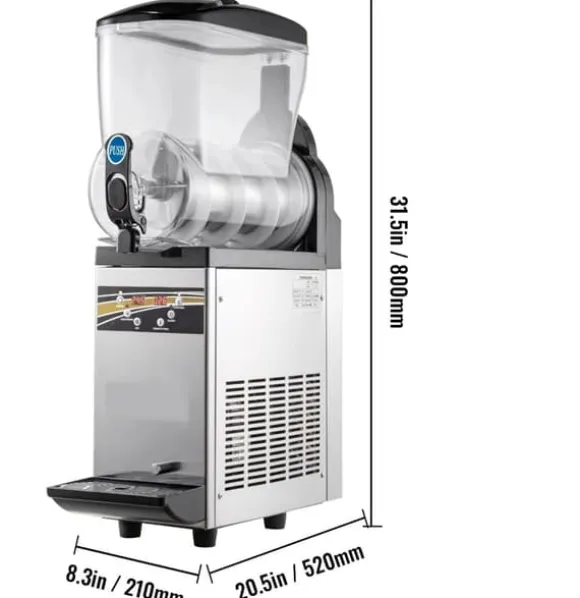 500W 15L singel tank slushmaskin, fryst dryckesmaskin, högkvalitativa material, effektiv kylning, exakt kontroll, lätt att använda