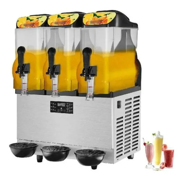 1100W 12L x 3 tankar slushmaskin för hem och kommersiellt bruk, snabb kylning och blandning, tyst drift, lätt att använda