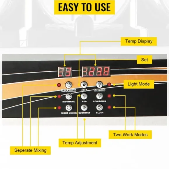 3 x 15L 800W slushmaskin, fryst dryckesmaskin med intelligent kontrollpanel, effektiv kylning, robust och hållbar