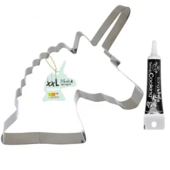 XXL Unicorn konditori i rostfritt stål + svart glasyrpenna