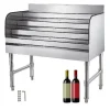 910x470x825 mm spritställ i rostfritt stål med 4 trappsteg och 3-tums bakstänk, stor kapacitet, justerbart stativ, genomtänkt design
