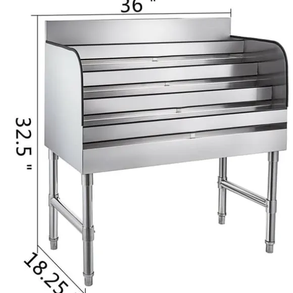 910x470x825 mm spritställ i rostfritt stål med 4 trappsteg och 3-tums bakstänk, stor kapacitet, justerbart stativ, genomtänkt design