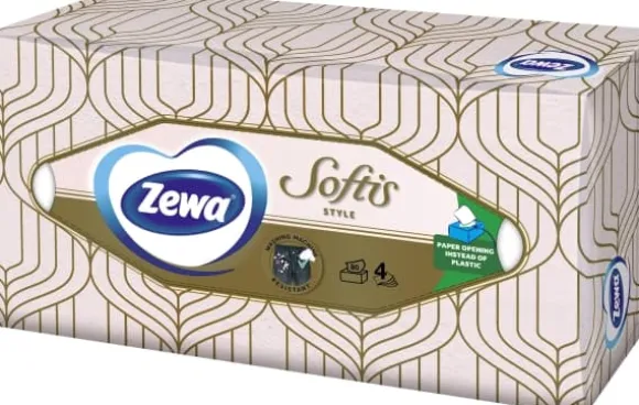 Zewa Näsdukar för engångsbruk ZEWA Softis, 4-lagers, 80 st, i ask